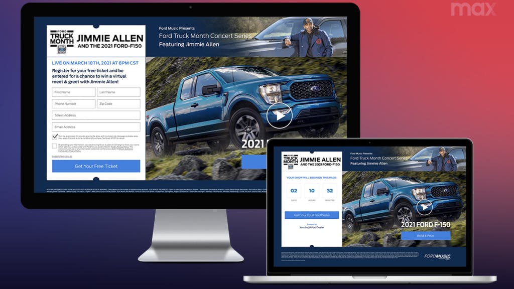 Ford Truck Month and Jimmie Allen registration and countdown page