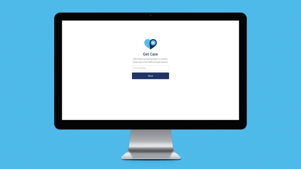 Remedy Urgent Care booking app login screen.