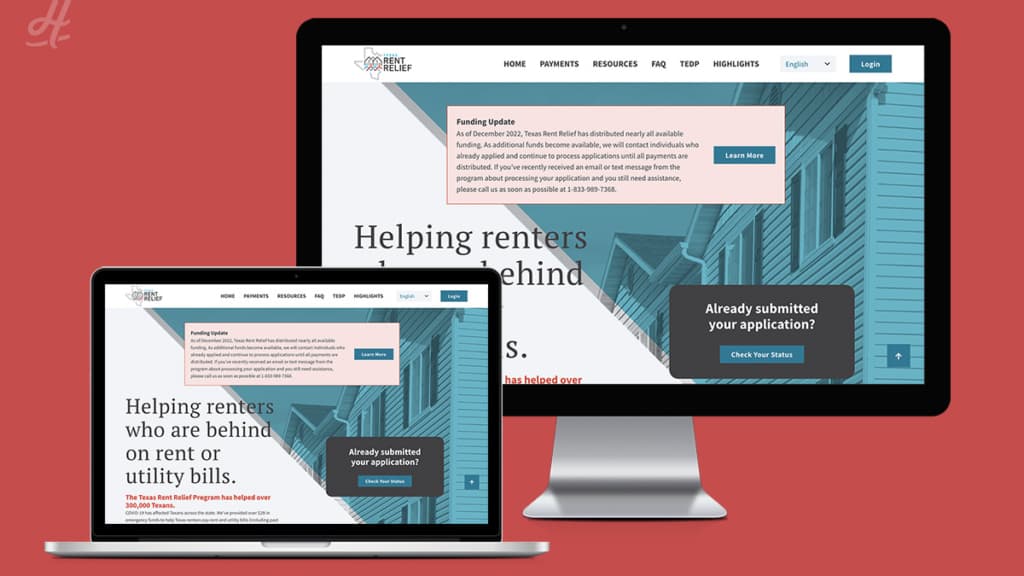 Texas Rent Relief website