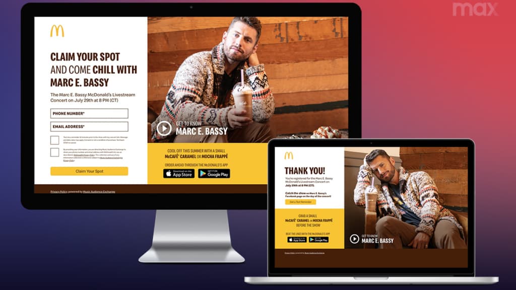 McDonald's and Marc E. Bassy livestream registration and confirmation