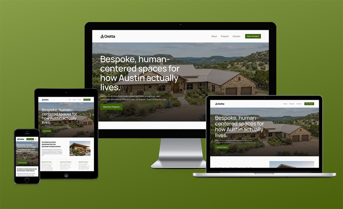 Gretta Architecture Studio responsive website mockups