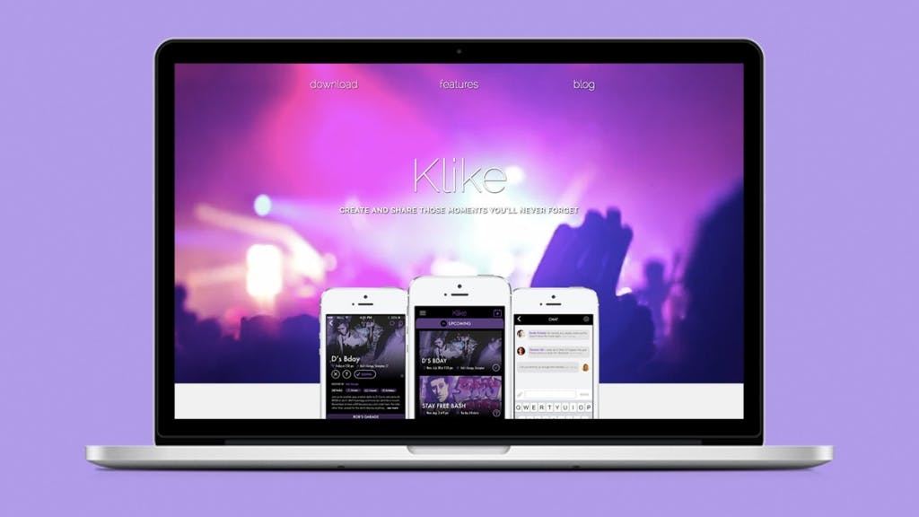 Klike App Website on Macbook